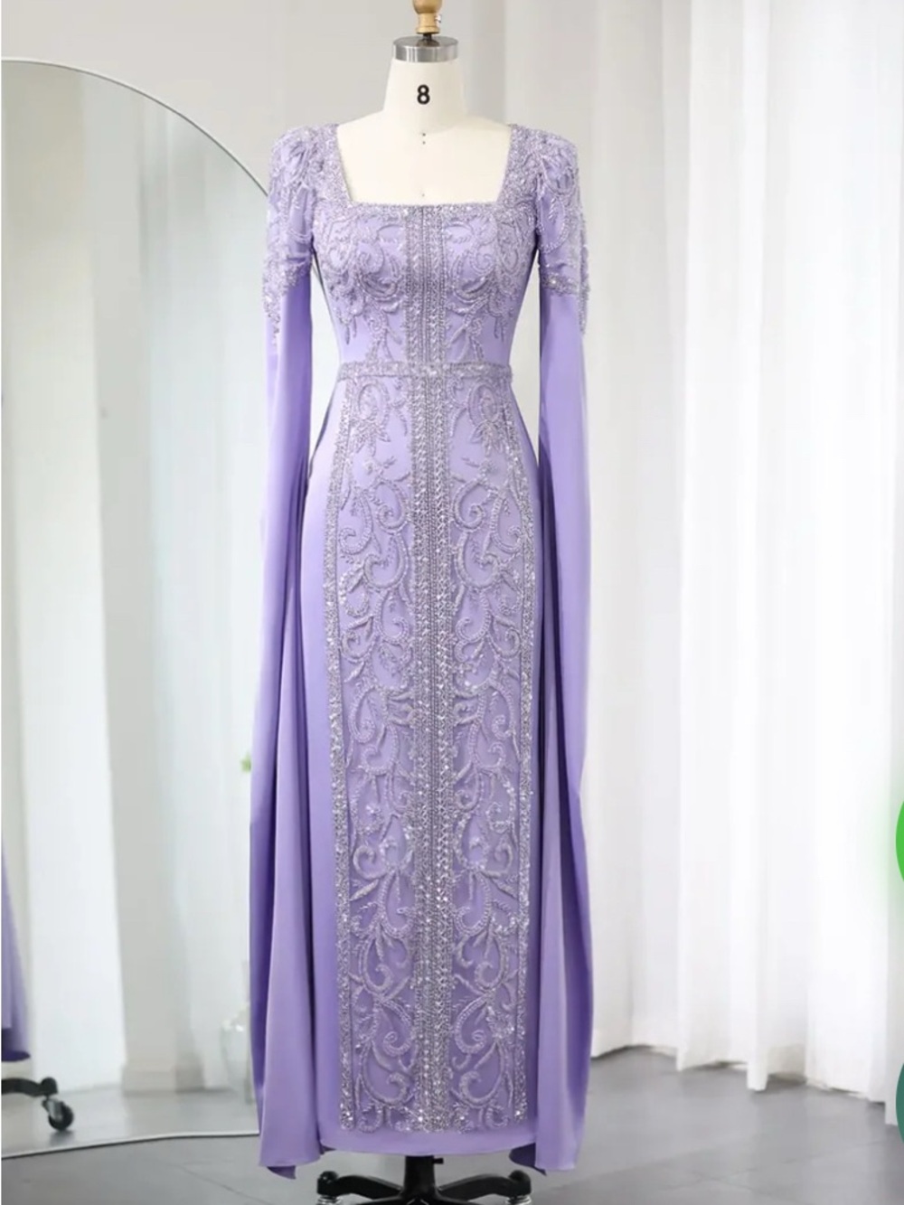 Elegant Lavender Embellished Evening Gown